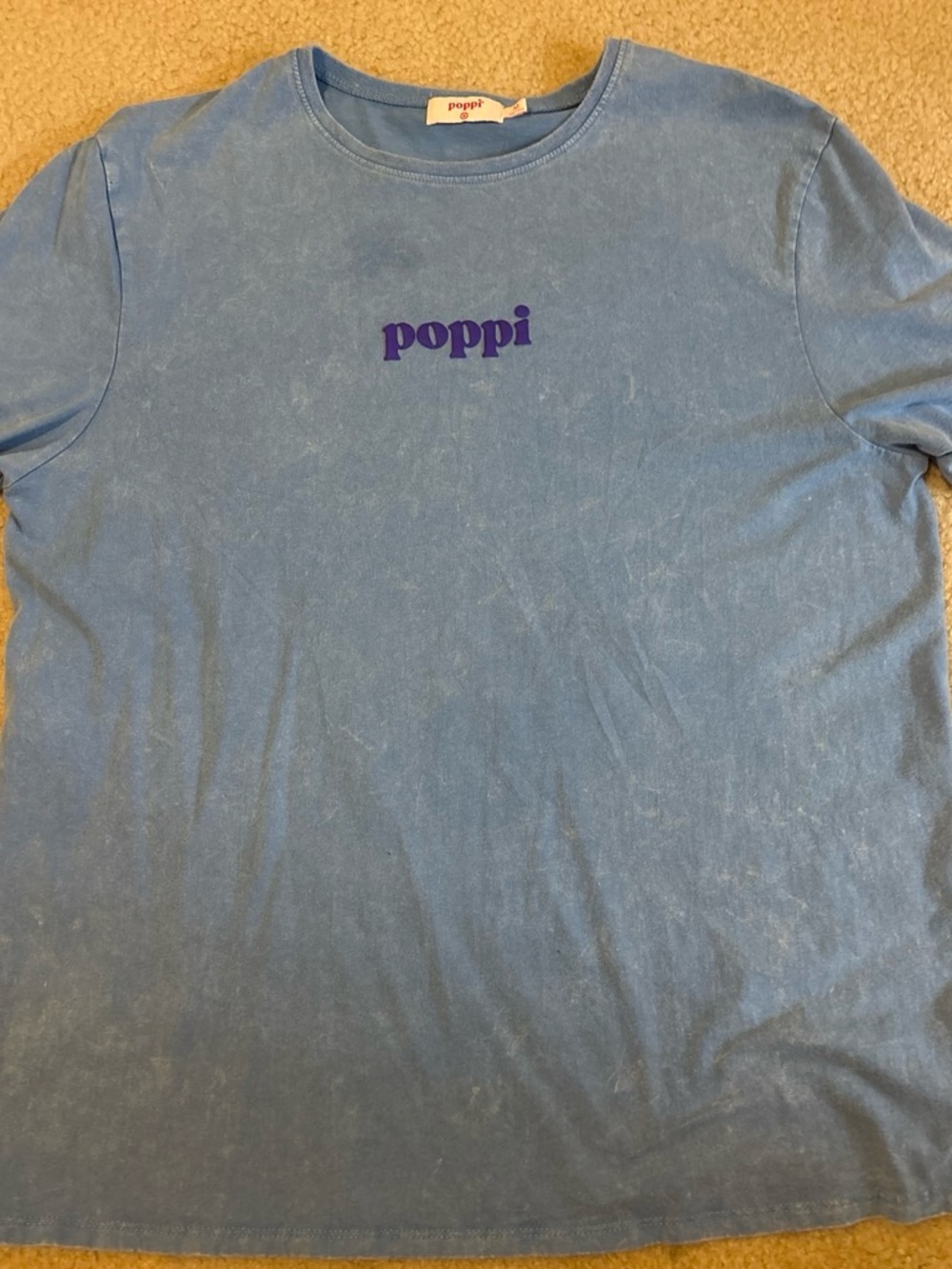 Poppi Blue Short Sleeve Tee with Purple Logo